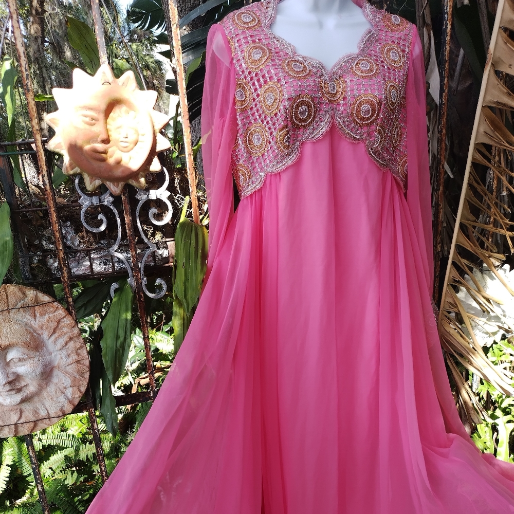 60s vintage Fairy Process Bubblegum Pink Dress Large